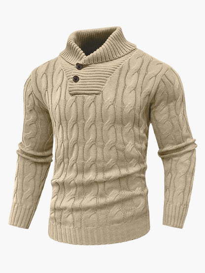 Pull à col châle torsadé pour homme style décontracté élégant