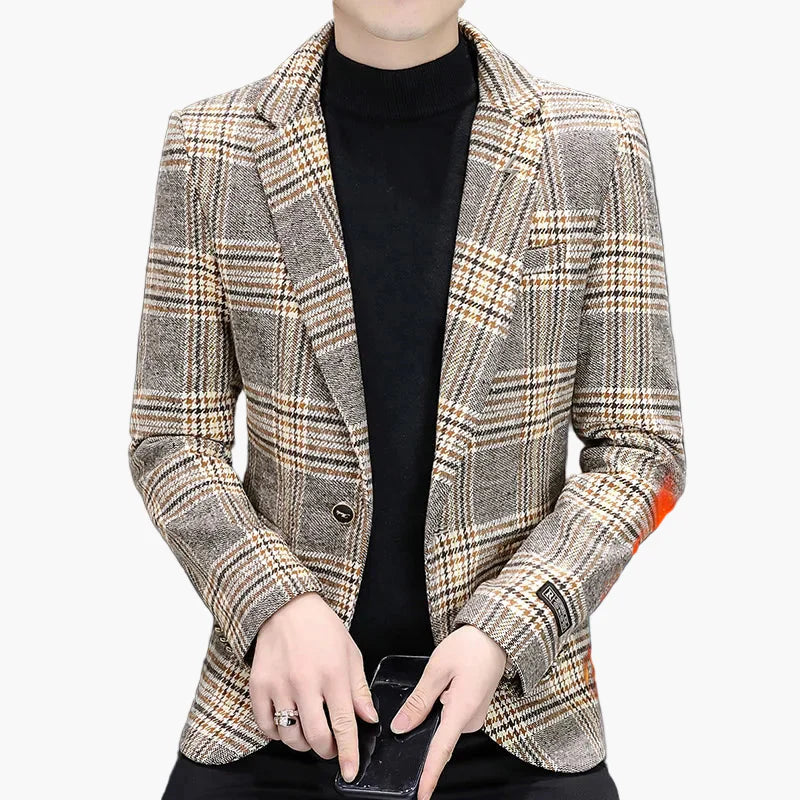 Blazer homme élégant à carreaux style moderne pour affaires et sorties