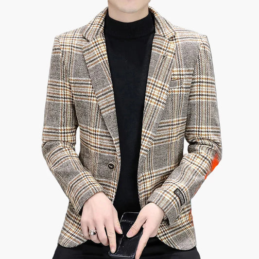 Blazer homme élégant à carreaux style moderne pour affaires et sorties
