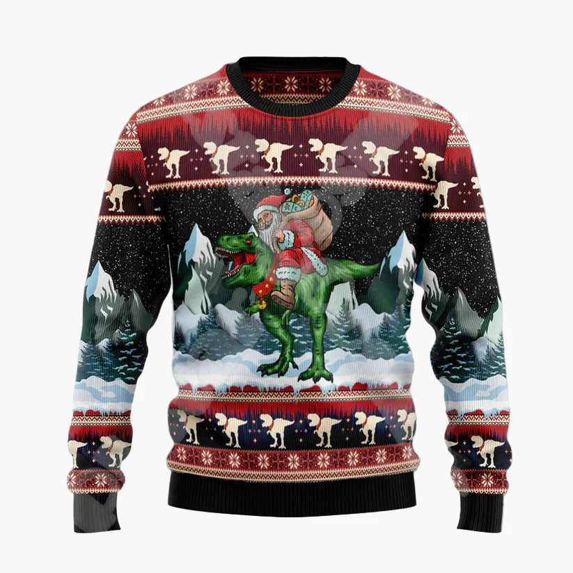 Sweatshirt de Noël Homme Style Humour - Pull Festif Père Noël Drôle sur Cheminée