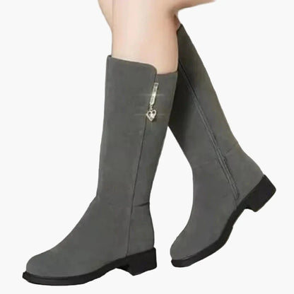 Bottes hautes femme élégantes avec fermeture éclair décorative pour l'automne et l'hiver