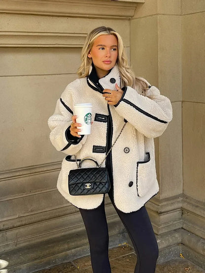 Veste Surdimensionnée Femme Style Urbain Élégant pour Automne et Hiver