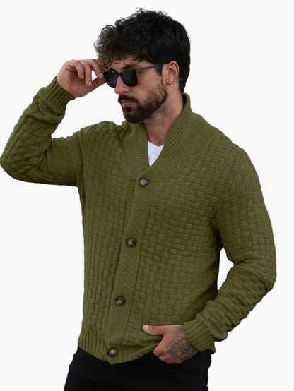 Cardigan homme style décontracté tricoté col châle pour look urbain et élégant
