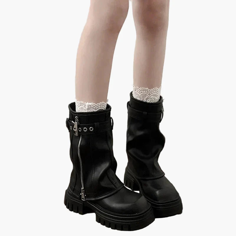 Bottes à plateforme style urbain pour femme, look tendance et décontracté