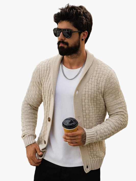 Cardigan homme style décontracté tricoté col châle pour look urbain et élégant