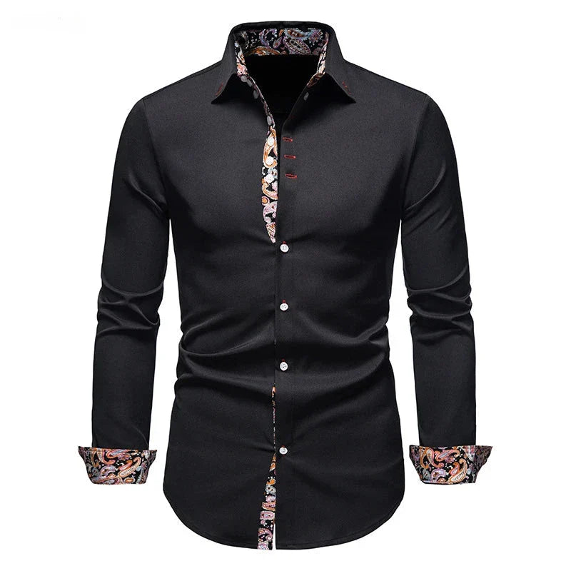 Victor – Chemise Homme Coupe Ajustée à Imprimé Paisley Manches Longues