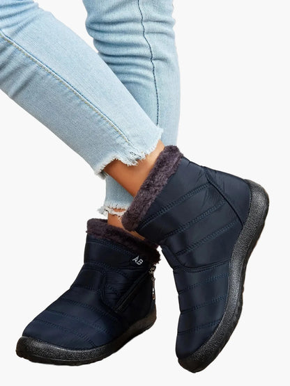 Bottes d'hiver imperméables pour femme style décontracté avec doublure chaude et fermeture éclair