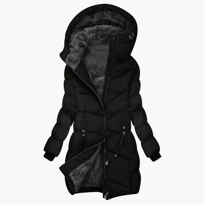 Manteau d'hiver long femme à capuche style doudoune coupe-vent élégant