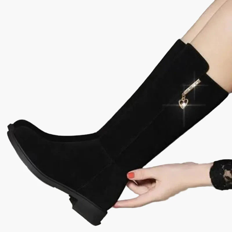 Bottes hautes femme élégantes avec fermeture éclair décorative pour l'automne et l'hiver