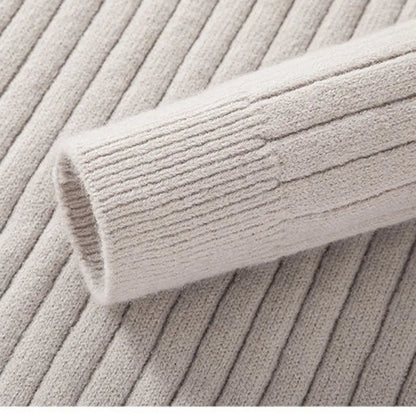 Pull zippé demi-fermeture style côtelé pour homme, élégant et confortable, idéal automne-hiver