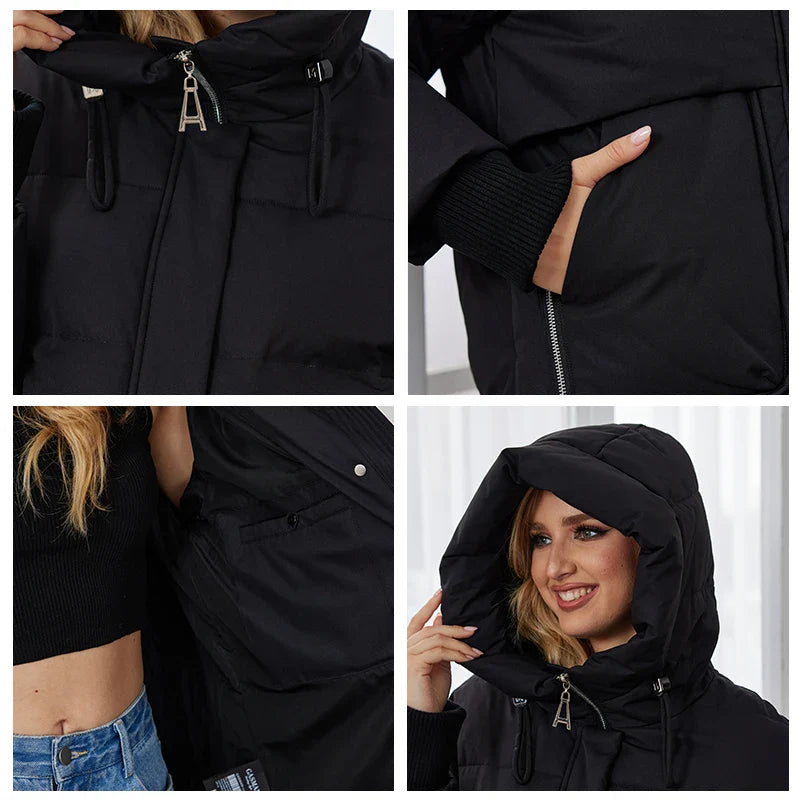Manteau doudoune femme style urbain chaud pour l'hiver - coupe décontractée avec capuche