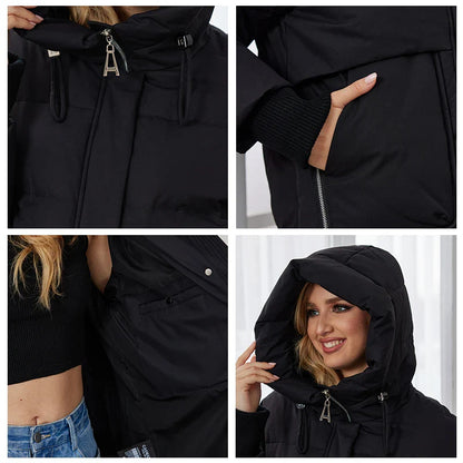 Manteau doudoune femme style urbain chaud pour l'hiver - coupe décontractée avec capuche