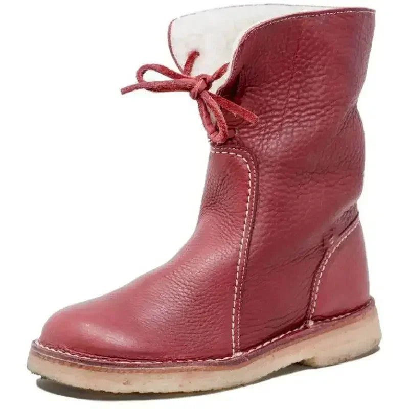 Margaret – Bottines Rétro en Peluche à Lacets pour Femmes