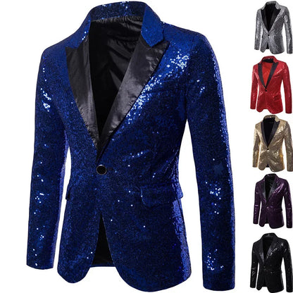 Veste de soirée homme à paillettes multicolores, style festif pour événements et fêtes