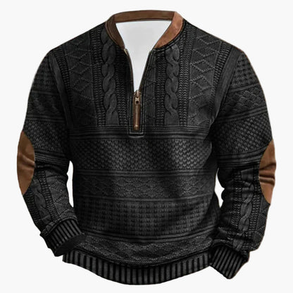 Sweat-shirt décontracté homme à col montant style tricot, manches longues, idéal pour extérieur et loisirs