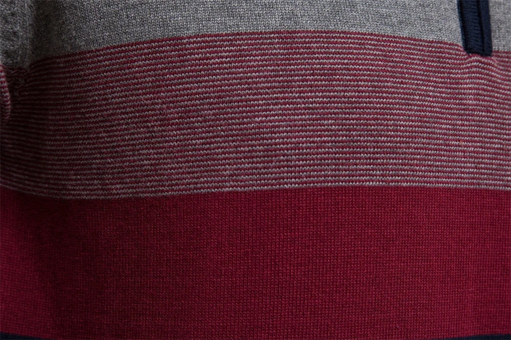 Pull à fermeture éclair quart pour homme – Style rayé chic et polyvalence quotidienne