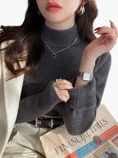 Pull Col Roulé Femme Élégant Style Décontracté pour Automne et Hiver