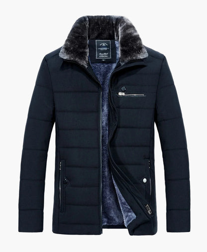 Veste matelassée homme style urbain avec col fourrure – Idéale pour l’hiver et la mi-saison