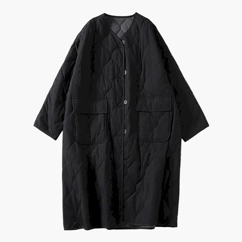 Manteau matelassé ample style japonais pour femme – Élégance décontractée automne-hiver