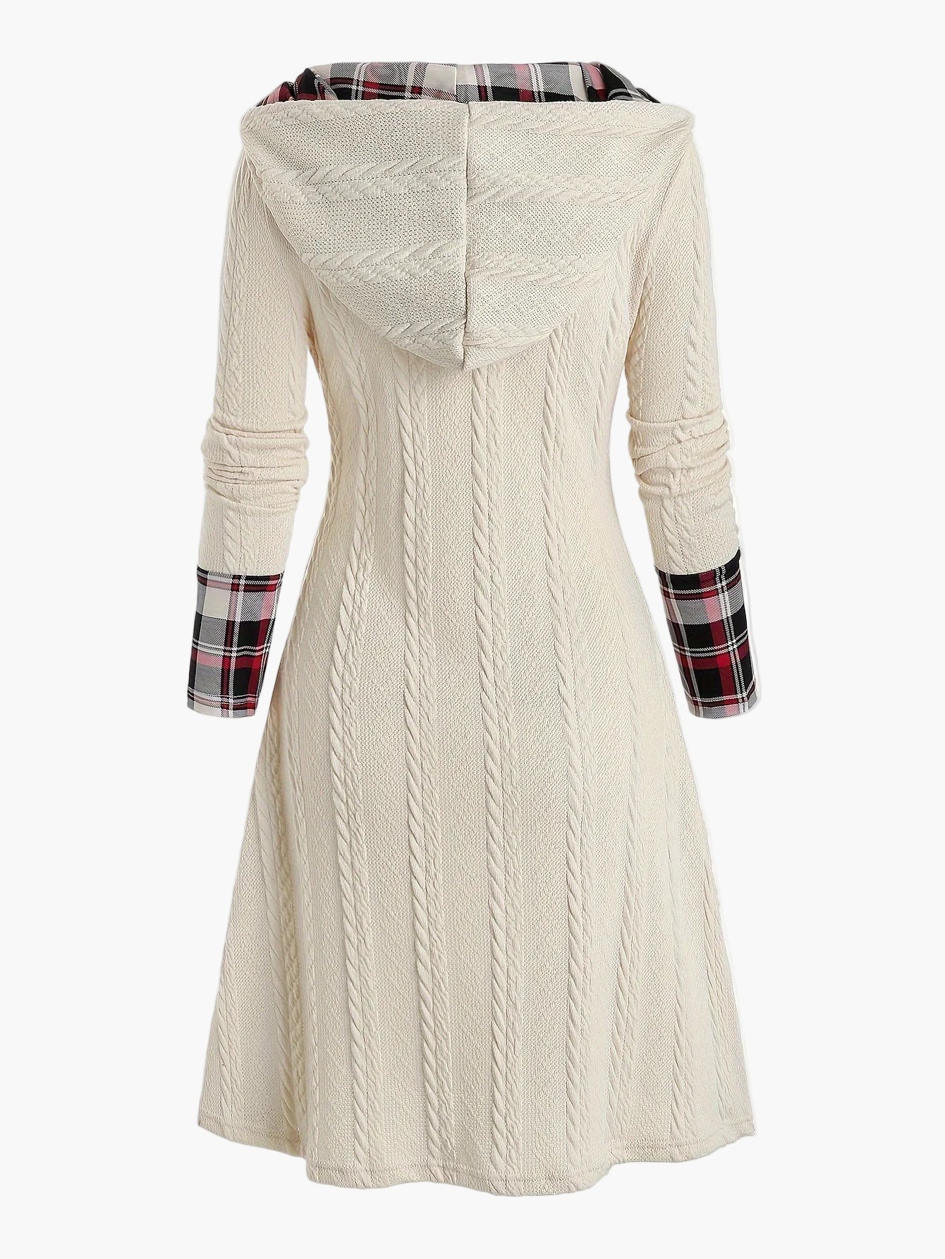 Robe pull à capuche femme style chic décontracté avec motif écossais pour automne hiver
