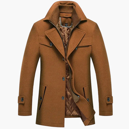 Manteau élégant à double col pour homme – Style urbain et raffiné pour l’hiver