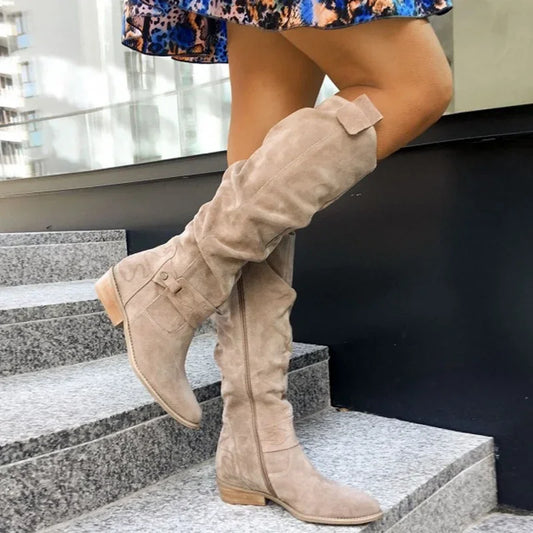 Marie – Bottines Rétro en Daim pour Femmes à Talon Bas