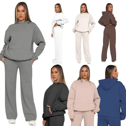 Ensemble Décontracté Femme à Capuche Style Lounge pour Quotidien et Voyage