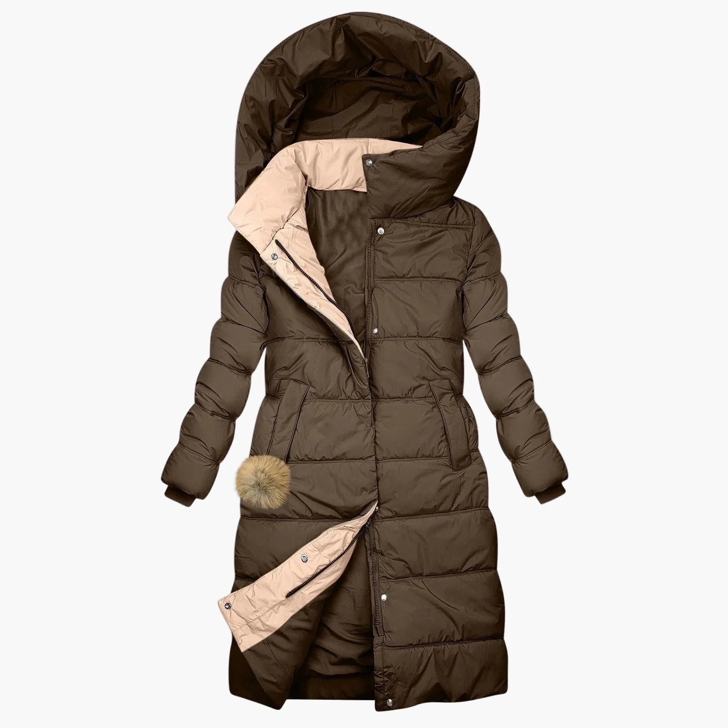 Manteau d'Hiver Long Matelassé à Capuche pour Femme - Style Puffer Élégant et Coupe-Vent