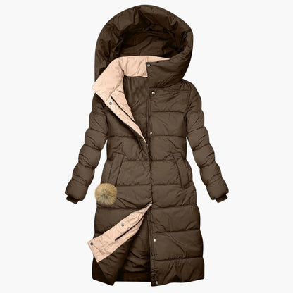 Manteau d'Hiver Long Matelassé à Capuche pour Femme - Style Puffer Élégant et Coupe-Vent