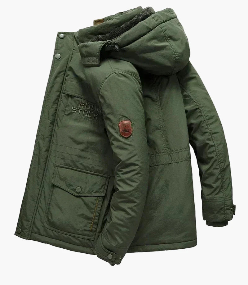Veste d'hiver à capuche style militaire pour homme – Coupe décontractée, idéale pour le plein air et l'aventure