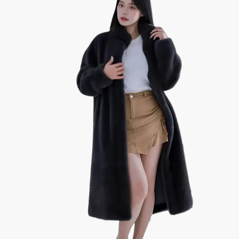 Manteau long femme style cocoon élégant pour hiver, coupe ample, idéal pour un look décontracté chic