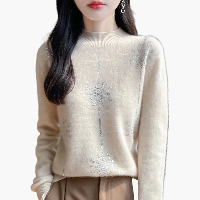 Pull femme élégant col montant style casual chic pour automne et hiver