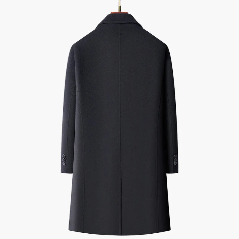 Manteau long élégant homme double boutonnage style urbain – Idéal pour affaires et sorties