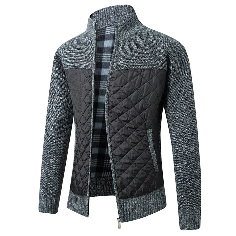 Marc – Veste Zippée Patchwork Chaude pour Hommes