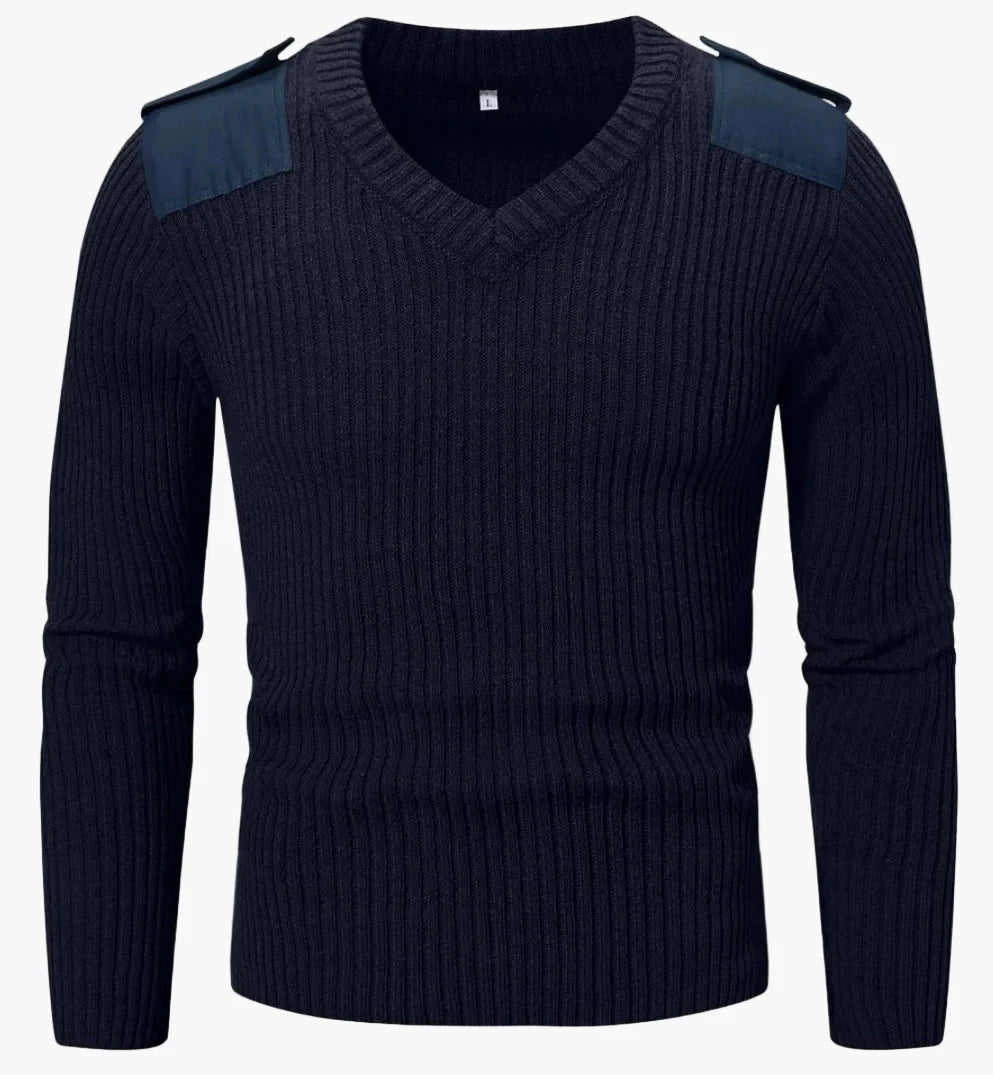Pull militaire homme col en V style armée pour activités extérieures et loisirs