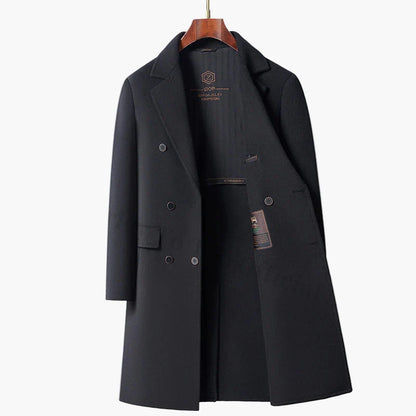 Manteau long élégant homme double boutonnage style urbain – Idéal pour affaires et sorties