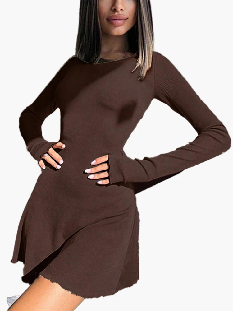 Robe moulante à manches longues style casual pour femme – Élégance quotidienne et silhouette flatteuse