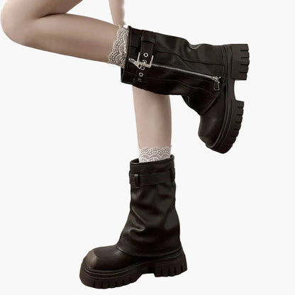 Bottes à plateforme style urbain pour femme, look tendance et décontracté