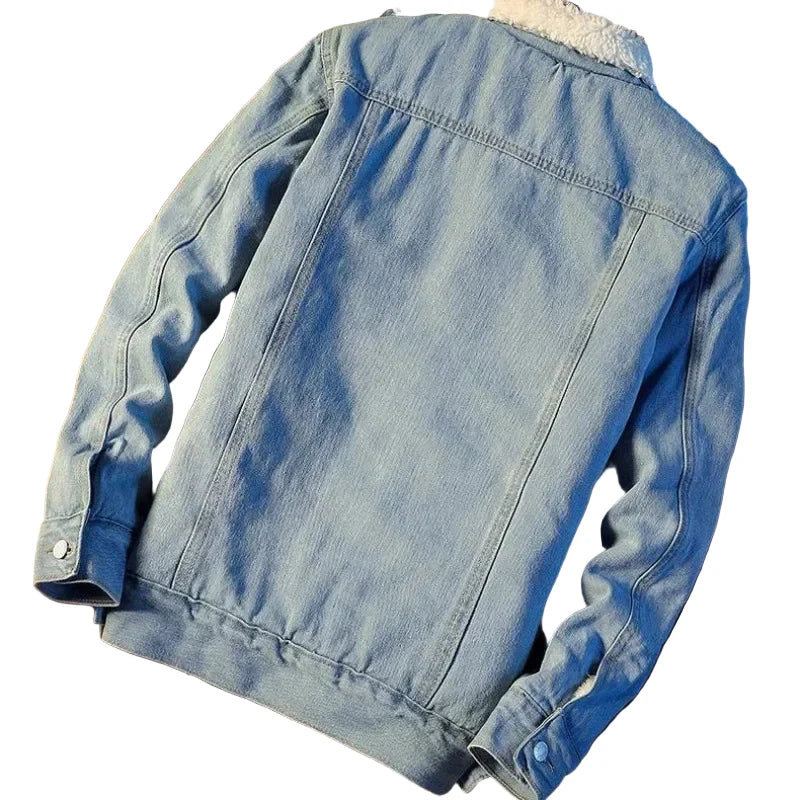 Veste décontractée pour homme style jean doublée chaude – Mode urbaine quotidienne