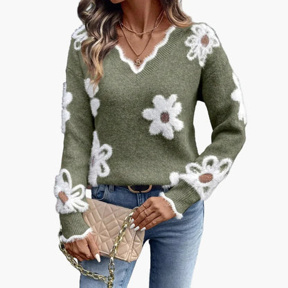 Pull femme à fleurs style décontracté pour le quotidien et les loisirs