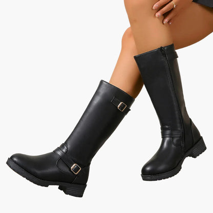 Bottes hautes à boucle style cavalier pour femme - Élégance urbaine et confort quotidien