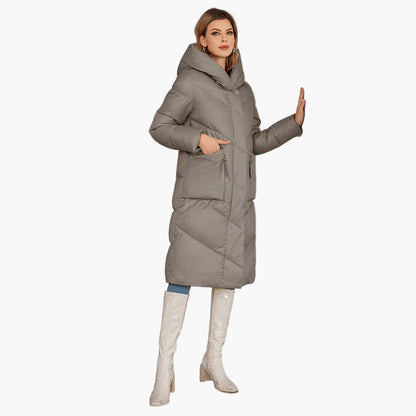 Manteau doudoune long femme style urbain élégant hiver