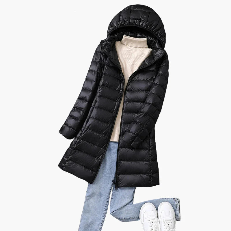 Manteau long matelassé à capuche pour femme, style décontracté, idéal pour l'hiver