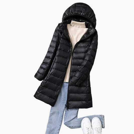 Manteau long matelassé à capuche pour femme, style décontracté, idéal pour l'hiver