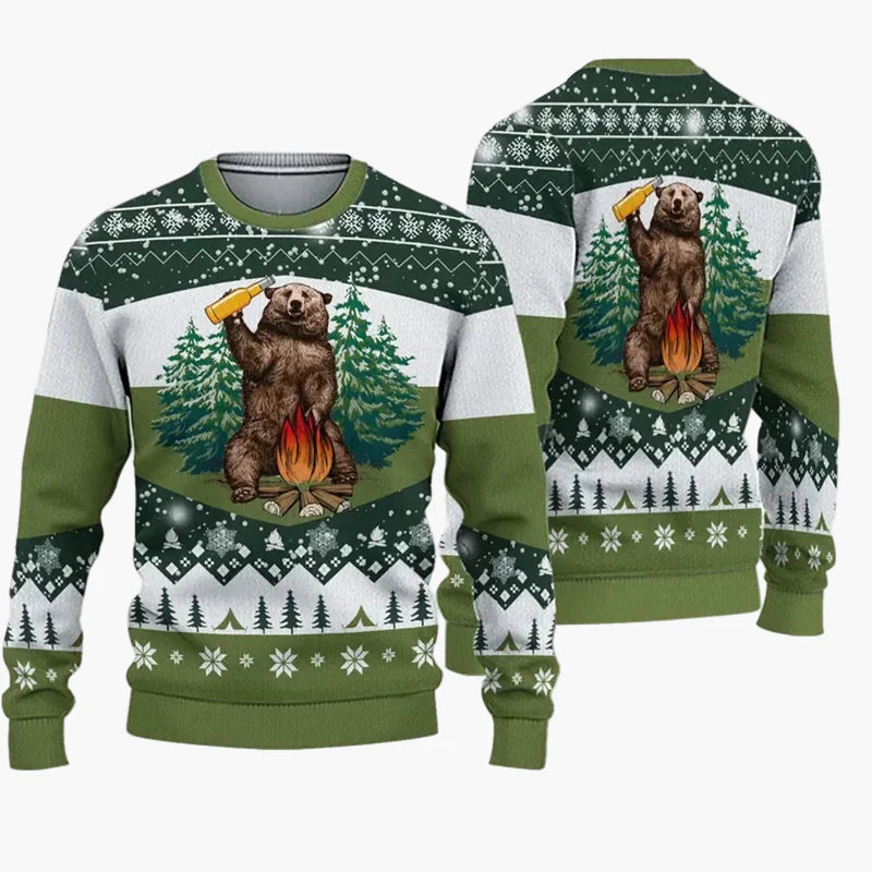 Pull de Noël humoristique homme – Style Ugly Christmas Sweater "Christmas Bros" avec Père Noël et Jésus