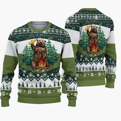 Pull de Noël humoristique homme – Style Ugly Christmas Sweater "Christmas Bros" avec Père Noël et Jésus
