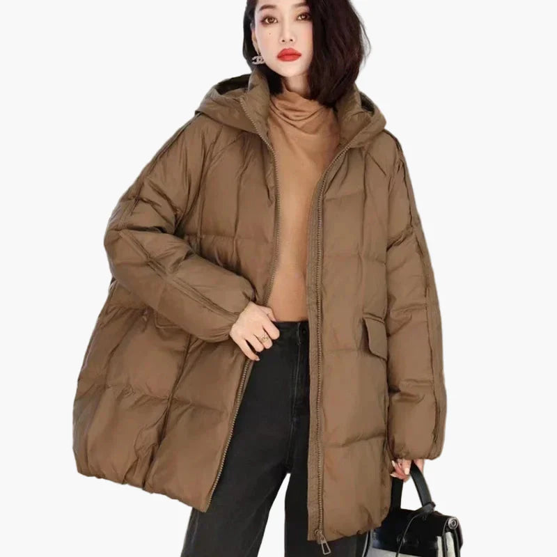 Manteau doudoune oversize à capuche pour femme, style urbain décontracté, idéal hiver