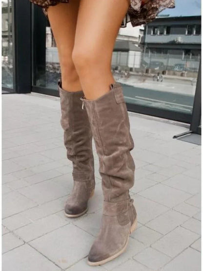 Marie – Bottines Rétro en Daim pour Femmes à Talon Bas