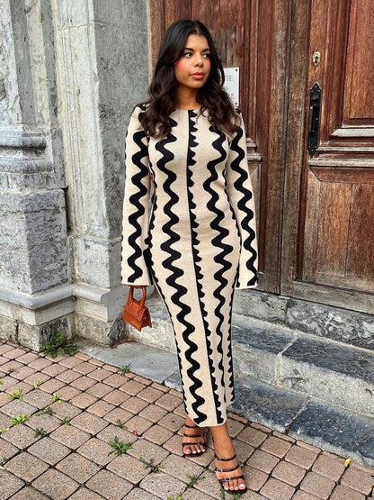 Juliette - Robe Longue en Maille à Manches Longues