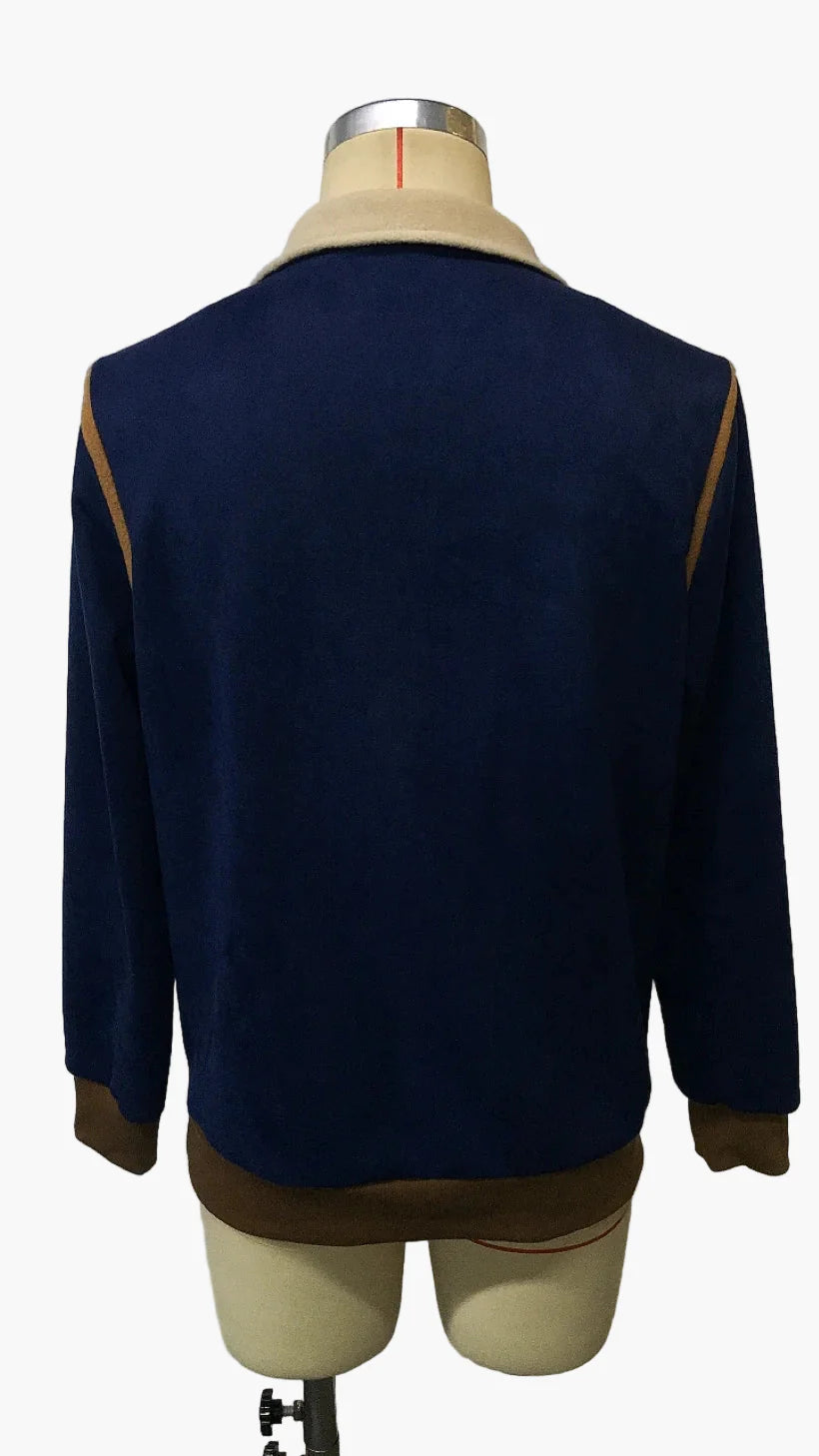 Sweat-shirt zippé col montant rétro homme style vintage pour automne et hiver